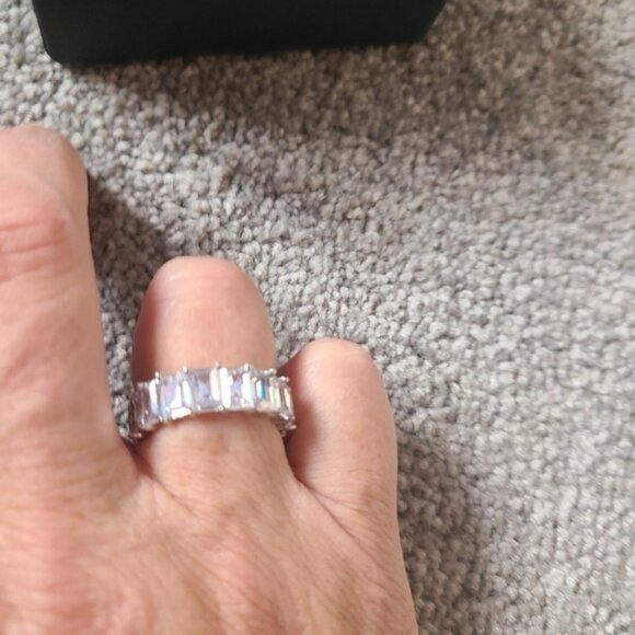 SILVER Baguette CZ Eternity Band Size 7 - Picture 5 of 6